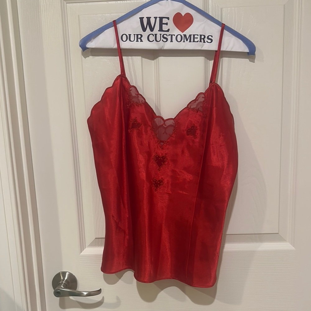 Valerie Stevens Red Satin Camisole Top